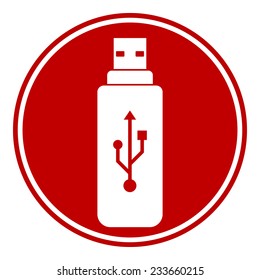 Usb flash button on white background. Vector illustration.
