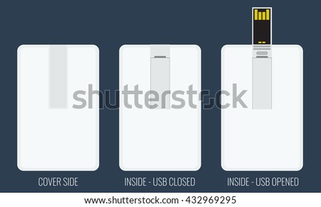 USB flash card empty template for corporate identity with flat color style.