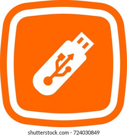 USB flash card icon, oval square  sign.