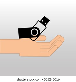 USB flash connection portable design graphic vector illustration
