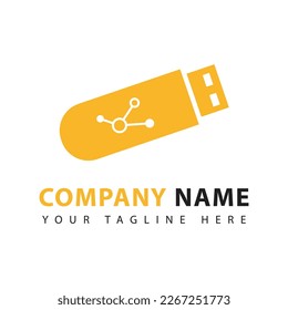 USB flash disk icon logo design template. Flash disk flat style sign. Vector illustration