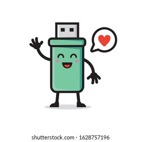 USB flash disk mascot character vector design