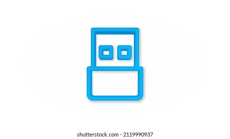 USB flash drive 3d line flat color icon. Realistic vector illustration. Pictogram isolated. Top view. Colorful transparent shadow design.