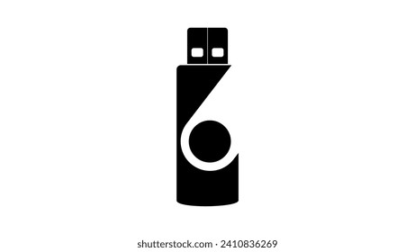 USB flash drive, black isolated silhouette