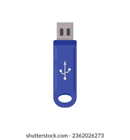 unidad flash USB, azul con señal de comunicación.
Ilustración vectorial plana aislada en fondo blanco, eps 10.