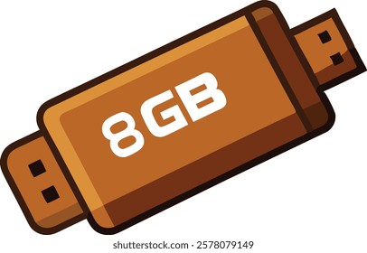 USB flash drive  brand with a capacity of 8 gigabites on a white background 