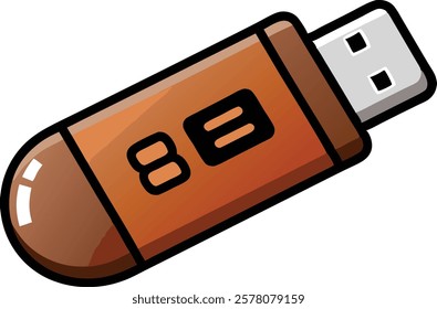USB flash drive  brand with a capacity of 8 gigabites on a white background 