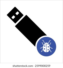 Usb Flash Drive Bug Icon Isolated On White Background