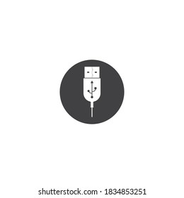 
Botón de símbolo del icono del cable de la unidad flash USB. Signo del logotipo de la memoria del conector. Imagen de la ilustración del vector. Aislado sobre fondo blanco.