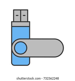 USB flash drive color icon. Memory stick. Isolated vector illustration