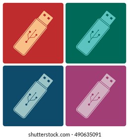 USB Flash Drive Color Set. Mono Style