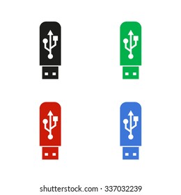usb flash drive - color vector icon