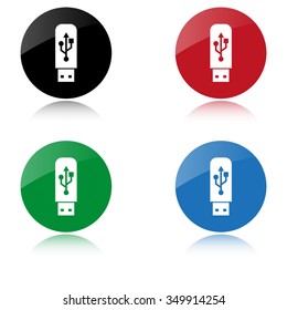 usb flash drive - color vector icon