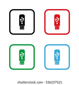 usb flash drive  - color vector icon