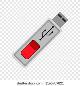 Usb flash drive colour icon on transparent background