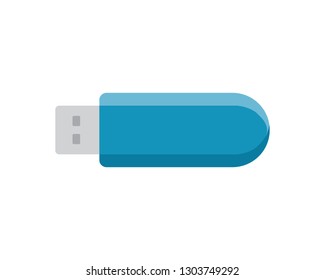 USB flash drive - concept icon in flat design graphic style. Vector illustration. Computer device. 