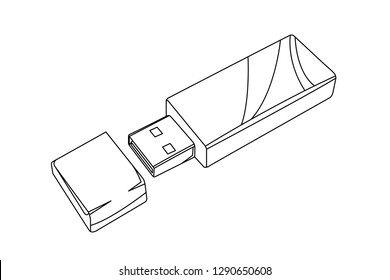 usb flash drive contour vector illustration