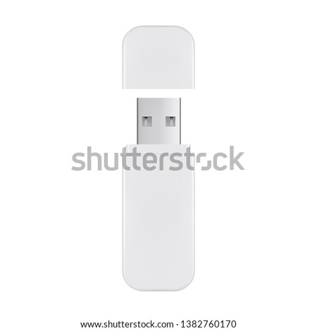 USB flash drive with cover isolated on white background. Vector illustration