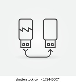 USB Flash Drive Data Recovery vector outline concept icon or design element