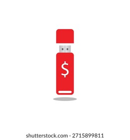 USB-Flash-Laufwerk mit Dollar-Symbol. Konzept für die Speicherung und Finanzierung der Cyber-Sicherheit.