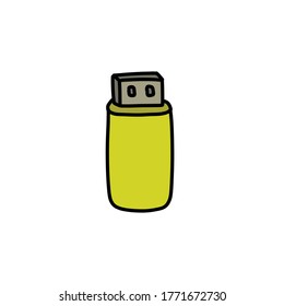 usb flash drive doodle icon, vector illustration