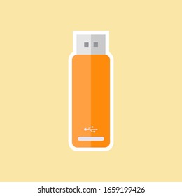 USB flash drive flat design style. USB flash drive simple icon. Modern, minimalist. Website page and mobile app design vector element