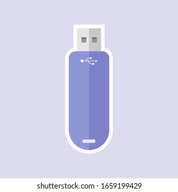 USB flash drive flat design style. USB flash drive simple icon. Modern, minimalist. Website page and mobile app design vector element