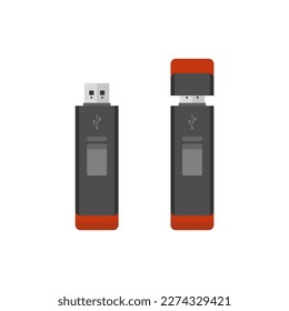 Ilustración vectorial de diseño plano de la unidad flash USB aislada en fondo blanco. ilustración vectorial de flashdisk