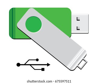 usb flash drive, flat design vector illustration