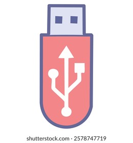 Usb flash drive flat icon on white background. Vector illustration.