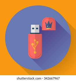 Usb flash drive. Flat style web icon