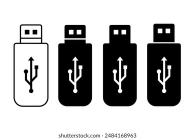 Diseño de Vector plano de la unidad flash USB sobre fondo blanco