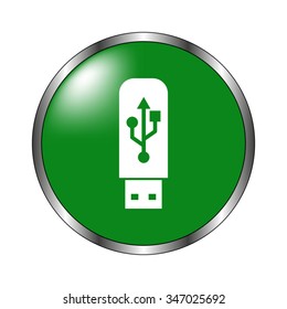 usb flash drive -  green vector icon