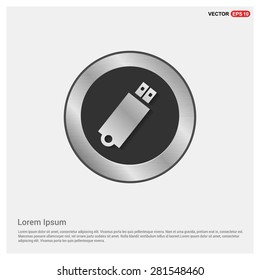 usb flash drive icon - abstract logo type icon - Realistic Silver metal button abstract background. Vector illustration