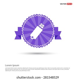 usb flash drive icon - abstract logo type icon - Retro vintage badge and label Purple background. Vector illustration