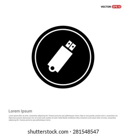 usb flash drive icon - abstract logo type icon - black circle background. Vector illustration
