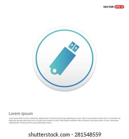 usb flash drive icon - abstract logo type icon - turquoise icon on white button background. Vector illustration
