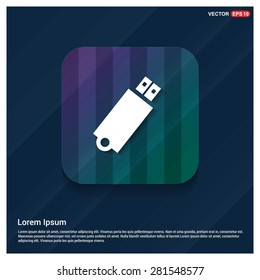 usb flash drive icon - abstract logo type icon - Purple, blue & green polygonal button abstract shiney background. Vector illustration