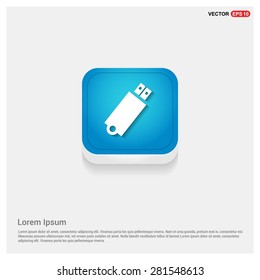 usb flash drive icon - abstract logo type icon - green abstract 3d button with light board and shadow on gray background. Vector illustration
