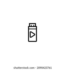 USB flash drive icon. Black icon isolated on white background. USB flash drive silhouette. Simple icon. Web site page and mobile app design vector element.

