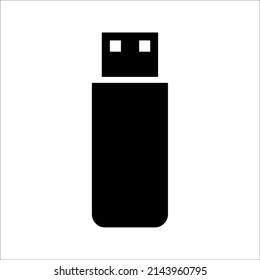 Icono de unidad flash USB. Icono negro aislado en fondo blanco. Silhouette de unidad flash USB. Icono simple. elemento vector de diseño de aplicaciones móviles y página de sitio Web.