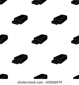 USB flash drive icon in black style isolated on white background. Personal computer accessories symbol stock vector illustration.