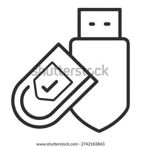 USB flash drive icon with checkmark symbol for data storage