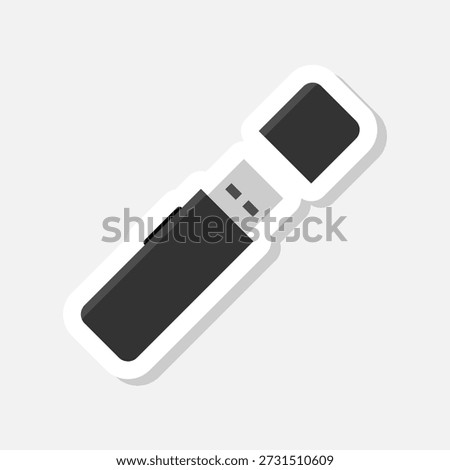  USB flash drive icon computer device sticker isolated on gray background