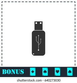 Usb flash drive icon flat. Simple vector symbol and bonus icon