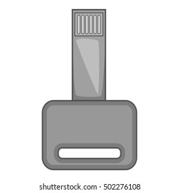 USB flash drive icon. Gray monochrome illustration of USB flash drive vector icon for web