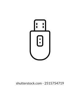 Icono de unidad flash USB - Ilustración vectorial de alta calidad de dispositivo de almacenamiento de datos portátil, memoria USB minimalista en blanco y negro, Tecnología de transferencia de archivos digitales, accesorio de computadora