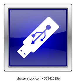 Usb flash drive icon. Internet button on white background. EPS10 vector.
