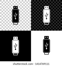 USB flash drive icon isolated on black, white and transparent background. Vector Illustration