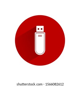 USB flash drive icon isolated with long shadow. Vector Illustration